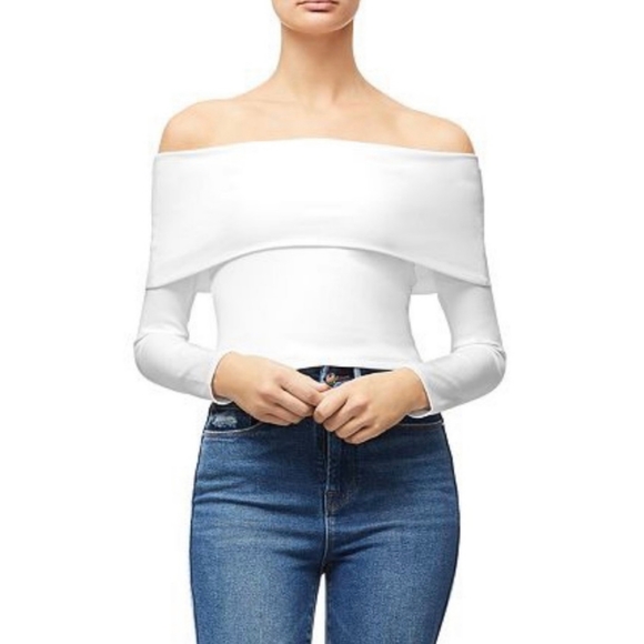 🆕GOOD AMERICAN Rib Fold Over Off Shoulder Top-L - Picture 12 of 14